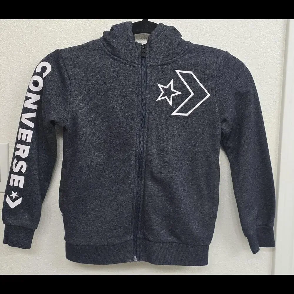 Boy's Youth Converse Chuck Taylor Zip Up Hoodie Hoody Size 7 (6/7 Yrs)Navy